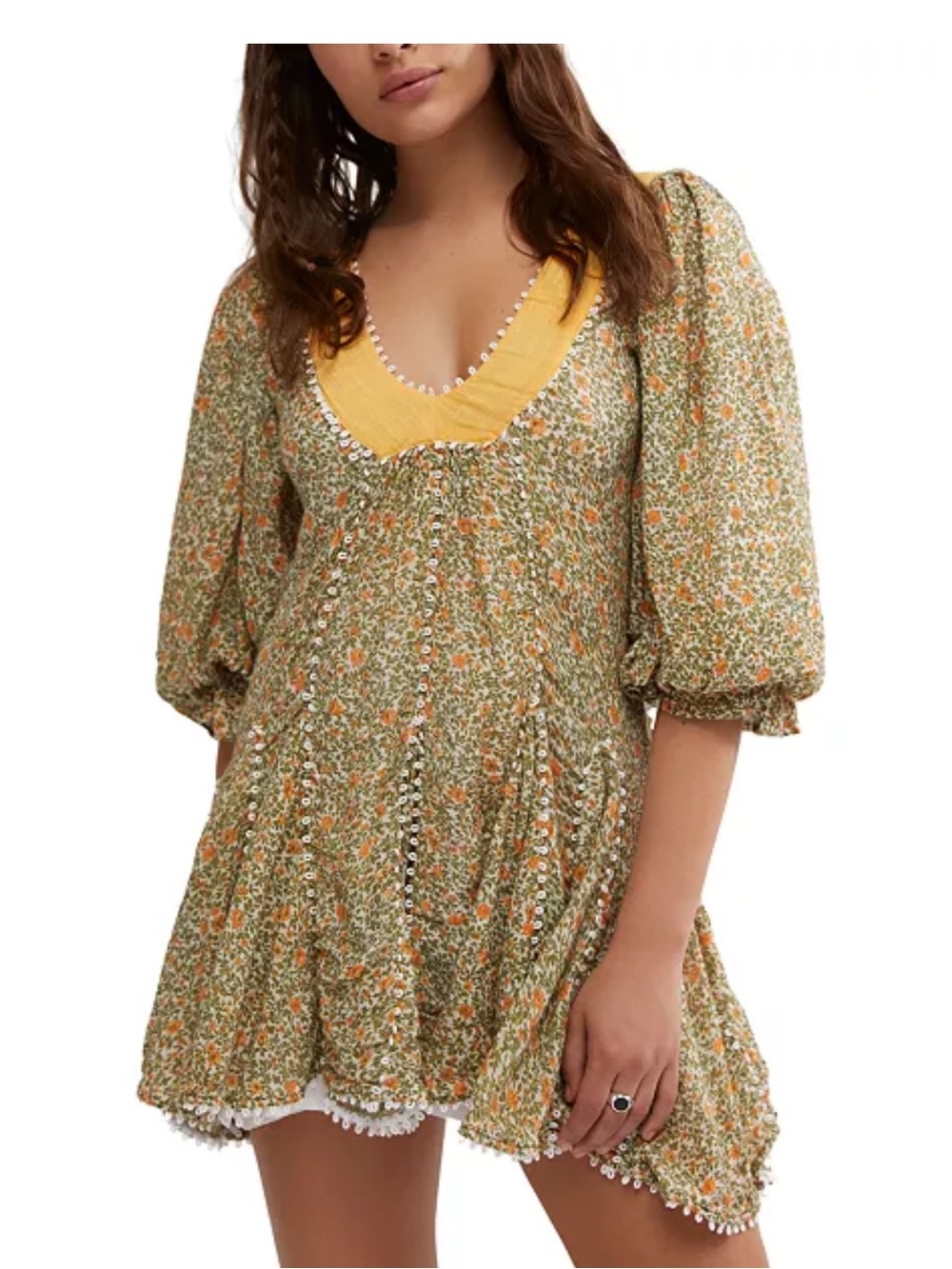 **NWT** Free People Bali Coral Floral-Print Mini Dress